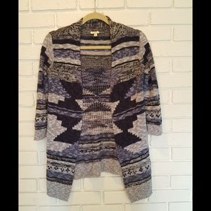 SONOMA blue and black Aztec pattern cardigan